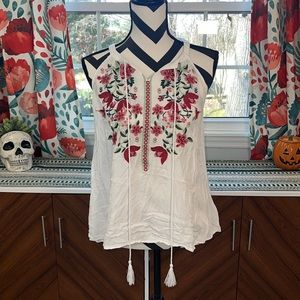 Altar’s State Floral Embroidered Sleeveless Top